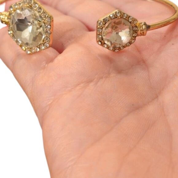 Sparkling Crystal Open Top Cuff Bangle - Picture 8 of 15